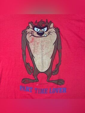 Vintage Looney Tunes Taz T-Shirt Size XL Artex Part Time Lover 1983 Cartoon Tee